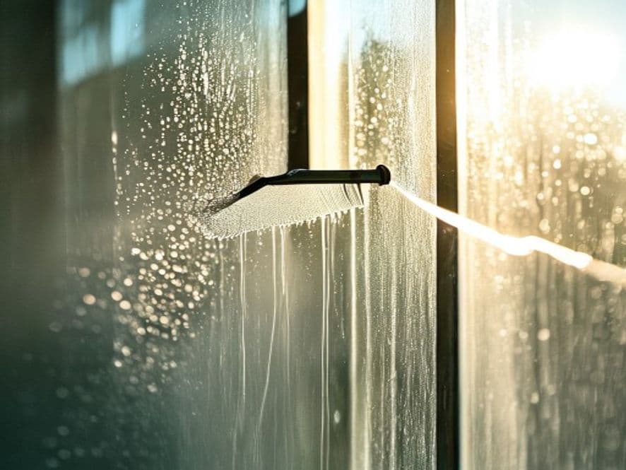 Streifenfrei gereinigte Glasfläche mit weichem Tageslicht